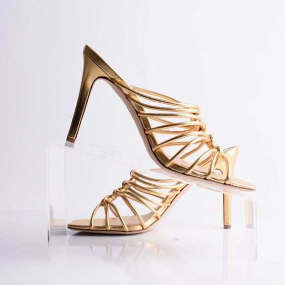 Veronica Beard Womens Avita Gold Leather Strappy Heeled Sandals Sz 6 Eu 36 New - Picture 3 of 9